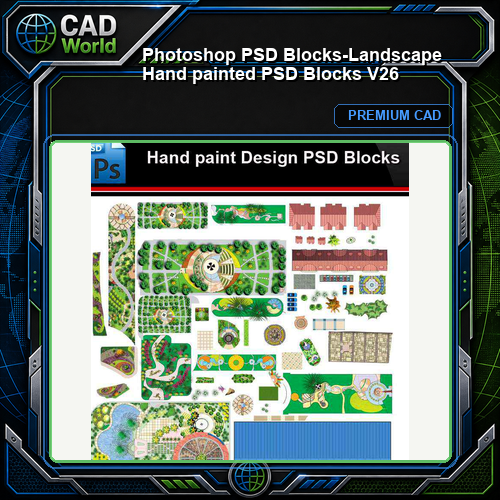 ★Photoshop PSD Blocks-Landscape Hand painted PSD Blocks V26