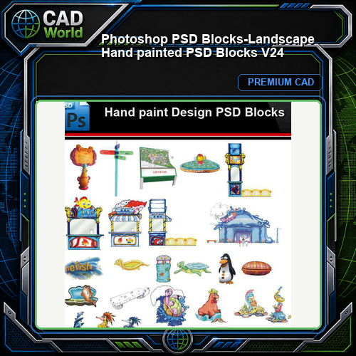 ★Photoshop PSD Blocks-Landscape Hand painted PSD Blocks V24