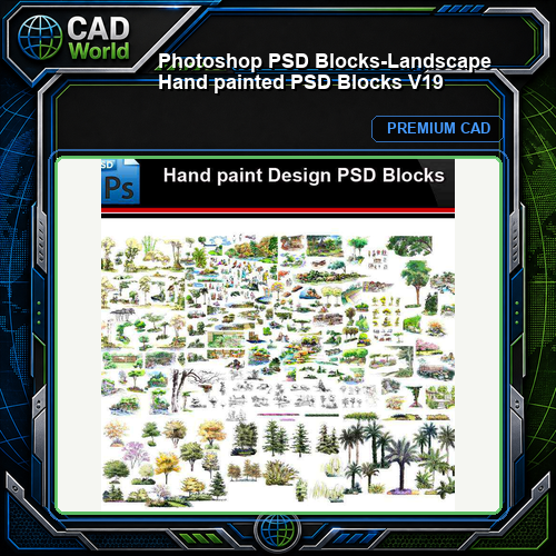 ★Photoshop PSD Blocks-Landscape Hand painted PSD Blocks V19