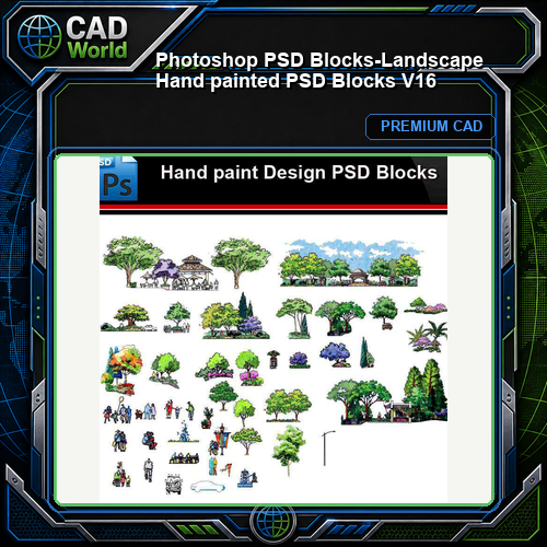 ★Photoshop PSD Blocks-Landscape Hand painted PSD Blocks V16