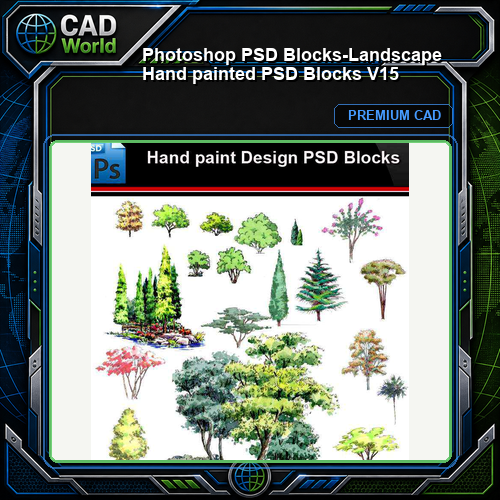 ★Photoshop PSD Blocks-Landscape Hand painted PSD Blocks V15