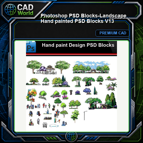 ★Photoshop PSD Blocks-Landscape Hand painted PSD Blocks V13