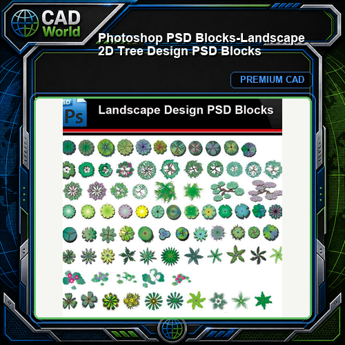 ★Photoshop PSD Blocks-Landscape 2D Tree Design PSD Blocks