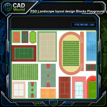 ★【PSD Landscape layout design Blocks 】Playground, gymnasium, basketball court  PSD Landscape Blocks