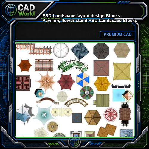 ★【PSD Landscape layout design Blocks 】 Pavilion, flower stand PSD Landscape Blocks