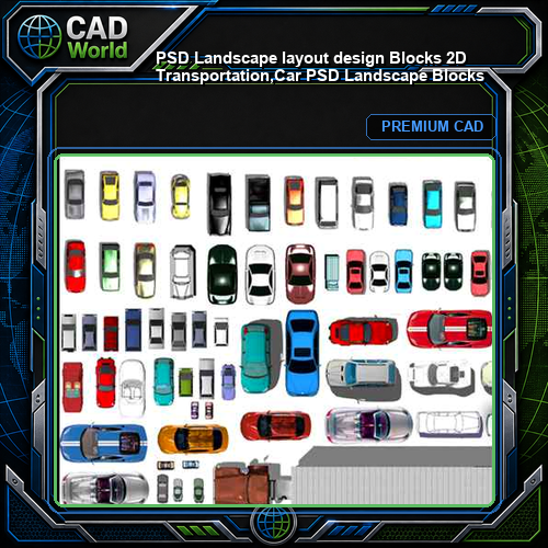 ★【PSD Landscape layout design Blocks 】 2D Transportation,Car PSD Landscape Blocks