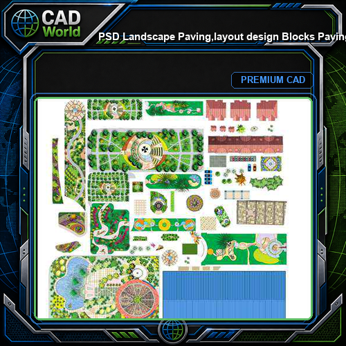 ★【PSD Landscape Paving,layout design Blocks 】Paving,layout design 2D Plan PSD Landscape Blocks V3