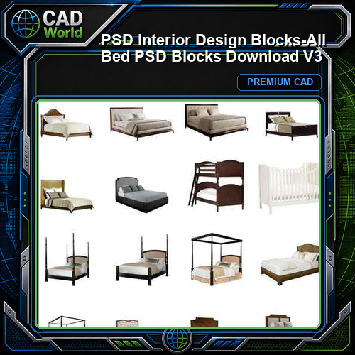★【 PSD Interior Design Blocks-All Bed PSD Blocks Download V3】
