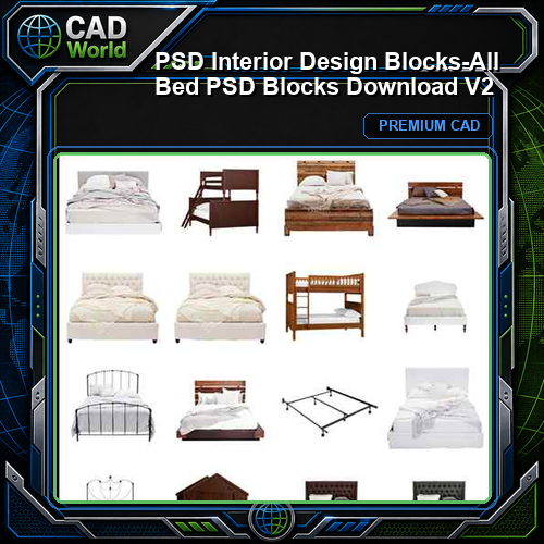 ★【 PSD Interior Design Blocks-All Bed PSD Blocks Download V2】