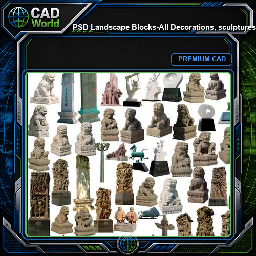 ★【 PSD Landscape Blocks-All Decorations, sculptures, furnishings PSD Blocks Download V5】