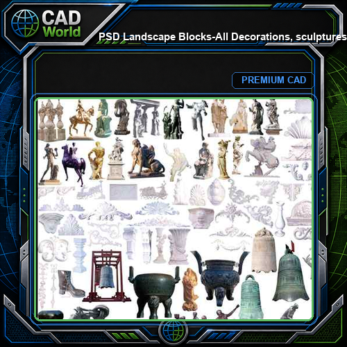 ★【 PSD Landscape Blocks-All Decorations, sculptures, furnishings PSD Blocks Download V1】