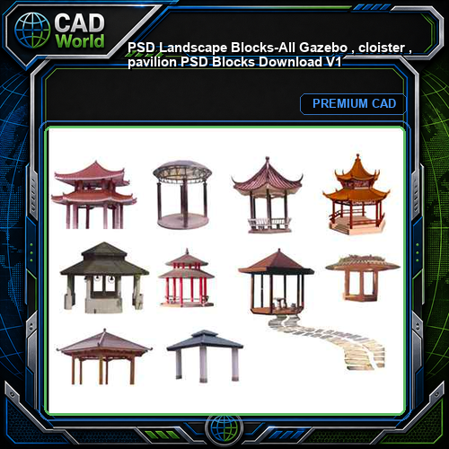 ★【 PSD Landscape Blocks-All Gazebo , cloister , pavilion PSD Blocks Download V1】