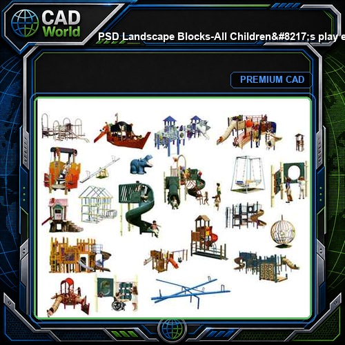 ★【 PSD Landscape Blocks-All Children's play equipment PSD Blocks Download V3】Children's play equipment