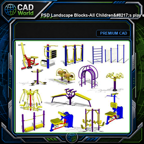 ★【 PSD Landscape Blocks-All Children's play equipment PSD Blocks Download V1】Children's play equipment
