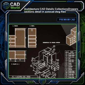 【Architecture CAD Details Collections】Drawers sections detail in autocad dwg files