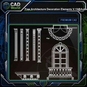 ★【 Free Architecture Decoration Elements V.13】@Autocad Decoration Blocks,Drawings,CAD Details,Elevation