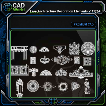 ★【 Free Architecture Decoration Elements V.11】@Autocad Decoration Blocks,Drawings,CAD Details,Elevation