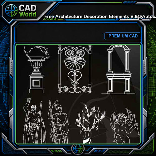 ★【 Free Architecture Decoration Elements V.6】@Autocad Decoration Blocks,Drawings,CAD Details,Elevation