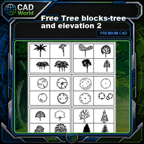 Free Tree blocks-tree and elevation 2