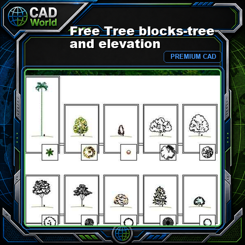 Free Tree blocks-tree and elevation
