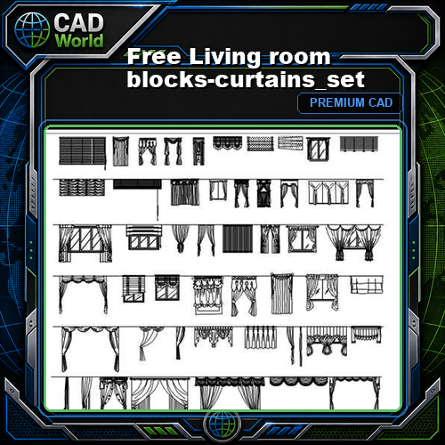 Free Living room blocks-curtains_set